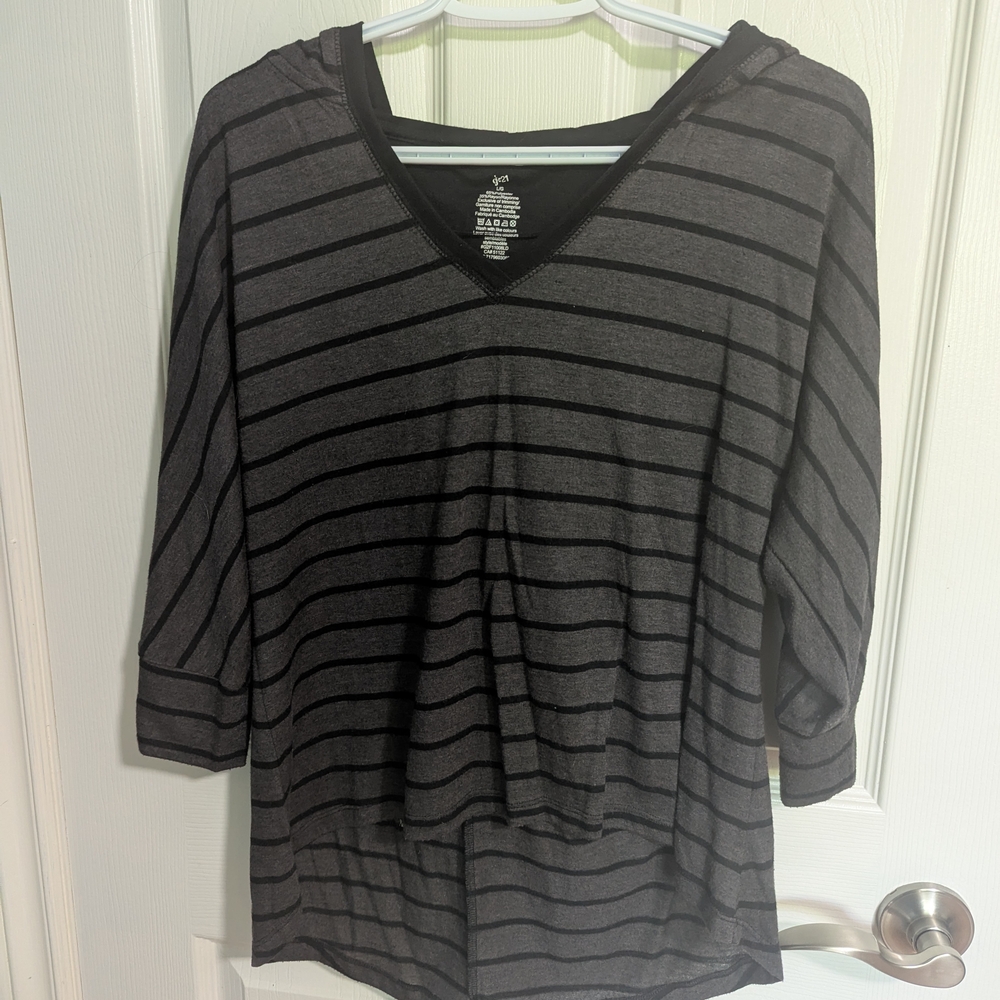 Gray 3/4 Sleeve Relaxed Hoodie